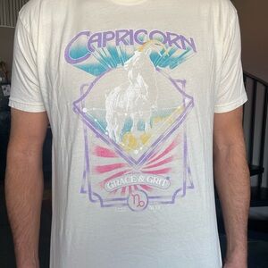 Kid Dangerous Capricorn Graphic Tee - White with Pastel Print